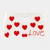 Fashnzfab Love Heart Patterned Seed Beaded Tote / Crossbody Bag In Multi