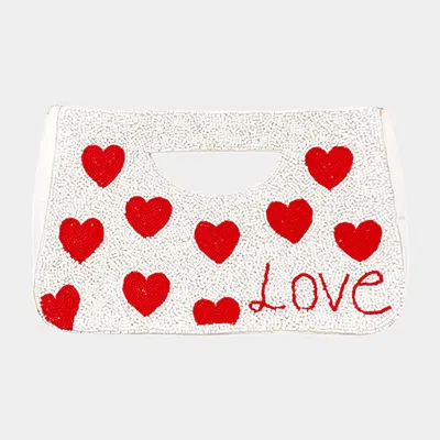 Fashnzfab Love Heart Patterned Seed Beaded Tote / Crossbody Bag In Multi