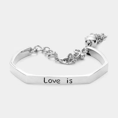 Fashnzfab Love Is Message Metal Tassel Bracelet Rhodium In Multi