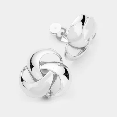 Fashnzfab Love Knot Metal Clip On Earrings In Silver