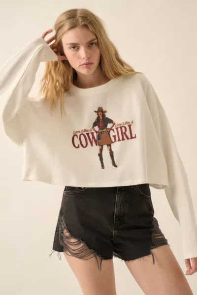 Fashnzfab Love Like A Cowgirl Thermal Graphic Sweatshirt In Multi