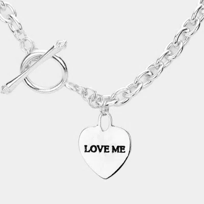 Fashnzfab Love Me Heart Pendant Chain Toggle Necklace In Multi
