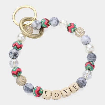 Fashnzfab Love Message Accented Pearl Beaded Keychain / Bracelet Multi