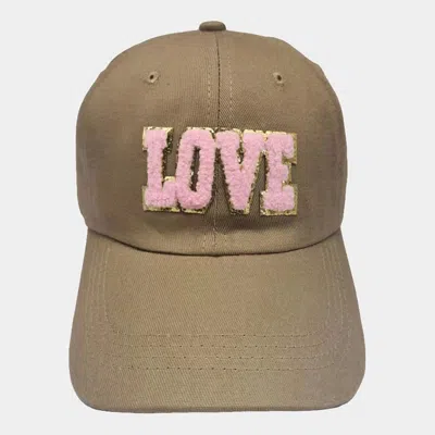 Fashnzfab Love Message Baseball Cap In Sand