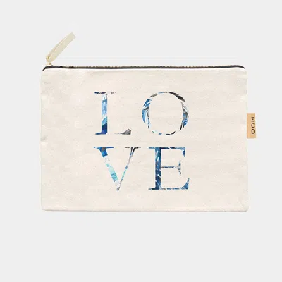 Fashnzfab Love Message Cotton Canvas Eco Pouch Bag In Multi