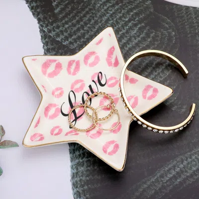 Fashnzfab Love Message Lips Patterned Star Jewelry Dish