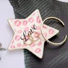 Fashnzfab Love Message Lips Patterned Star Jewelry Dish In Pink
