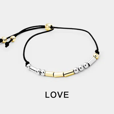 Fashnzfab Love Message Morse Code Adjustable Cinch Pull Tie Bracelet In Gold