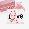 Fashnzfab Love Message Sequin Flower Pink Ribbon Mini Pouch Bag In Pink