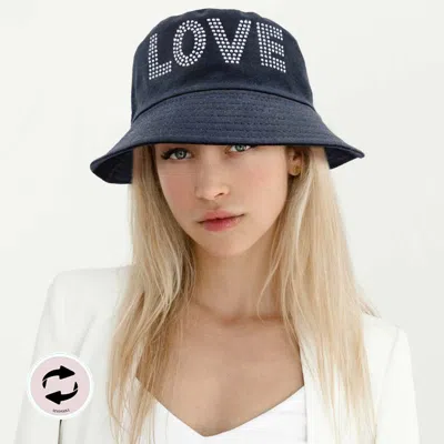 Fashnzfab Love Message Solid Reversible Bucket Hat In Blue