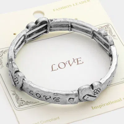 Fashnzfab Love Message Stretch Bracelet Silver Burnished In Multi