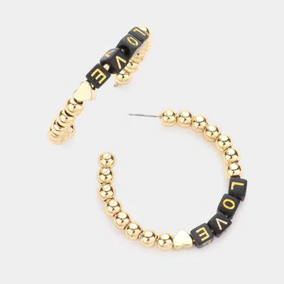 Fashnzfab Love Metal Ball Half Hoop Message Earrings In Black