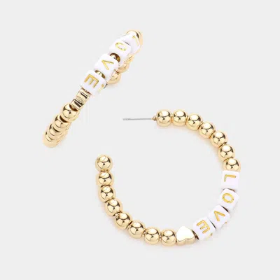 Fashnzfab Love Metal Ball Half Hoop Message Earrings In Gold