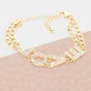 Fashnzfab Love Rhinestone Embellished Message Bracelet Gold In Gold