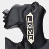Fashnzfab Love Rhinestone Pave Message Earrings In Gold