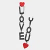 Fashnzfab Love You Rhinestone Embellished Heart Message Mismatched Dangle Earrings - Black, Red In Metallic