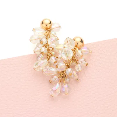 Fashnzfab Lucite Ball Cluster Vine Dangle Earrings In Silver