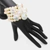 Fashnzfab Lucite Ball Pearl Stretch Bracelet Cream In White