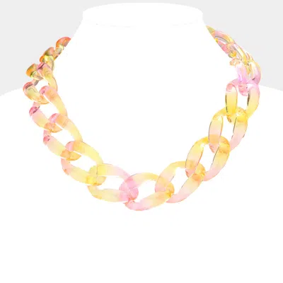 Fashnzfab Lucite Resin Chain Link Necklace In Multi