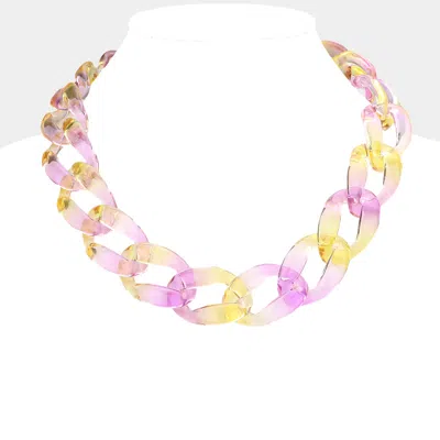 Fashnzfab Lucite Resin Chain Link Necklace In Multi