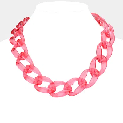 Fashnzfab Lucite Resin Chain Link Necklace In Pink