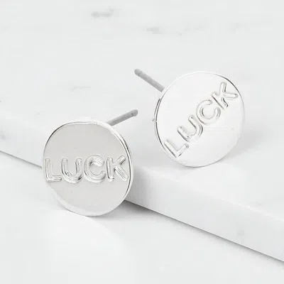 Fashnzfab Luck Disk Stud Earrings In Silver