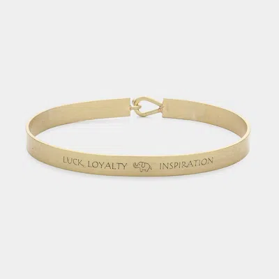 Fashnzfab Luck, Loyalty Inspiration Message Metal Elephant Hook Bangle Bracelet In Gold
