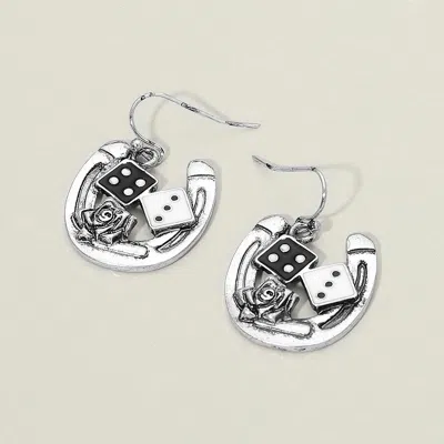 Fashnzfab Lucky Dice Horseshoe Charm Drop Dangle Earrings In Metallic