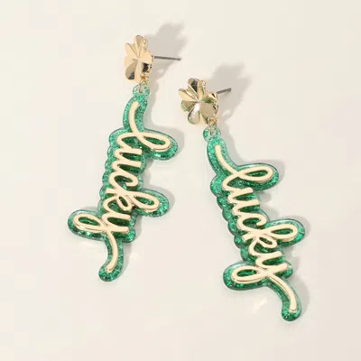 Fashnzfab Lucky Message Resin Plate Clover Dangle Earrings In Multi