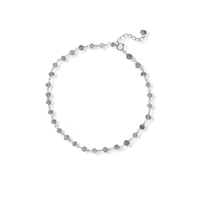 Fashnzfab Luminous Labradorite! 9.5" + 1" Labradorite Bead Anklet In Pattern