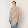 Fashnzfab Lurex Mesh Poncho In Brown