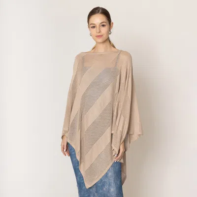 Fashnzfab Lurex Mesh Poncho In Brown