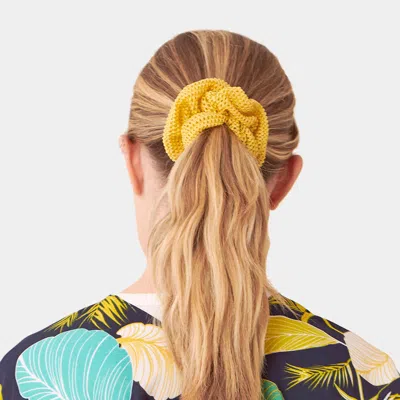 Fashnzfab Lurex Mesh Scrunchie Hairband In Yellow