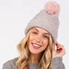 Fashnzfab Lurex Mixed Pom Pom Beanie Hat In Pink