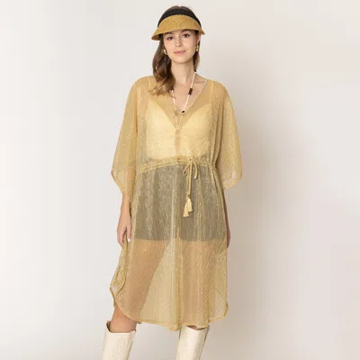 Fashnzfab Lurex String Poncho In Brown
