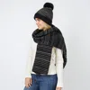 Fashnzfab Lurex Stripe Knit Hat Scarf Set In Black