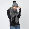 Fashnzfab Lurex Stripe Knit Hat Scarf Set In Black