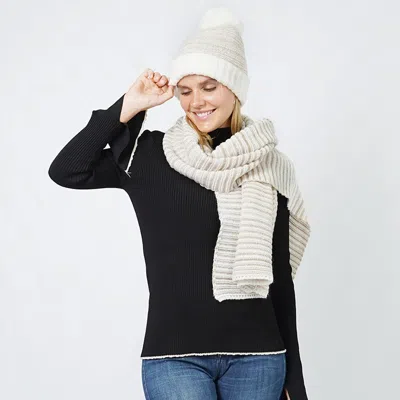 Fashnzfab Lurex Stripe Knit Hat Scarf Set In Multi