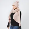 Fashnzfab Lurex Stripe Knit Hat Scarf Set In Pink