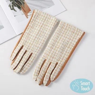 Fashnzfab Lurex Tweed Smart Touch Winter Gloves In Sand