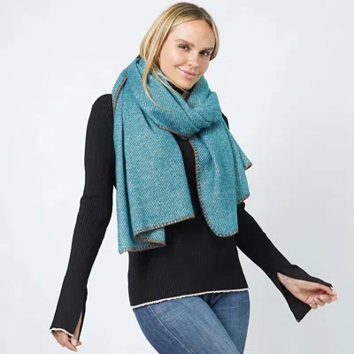 Fashnzfab Lurex Woven Oblong Scarf/shawl In Blue