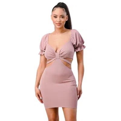 Fashnzfab Lux Side Cutout W/ Back Tie Detail Bodycon Dress In Multi