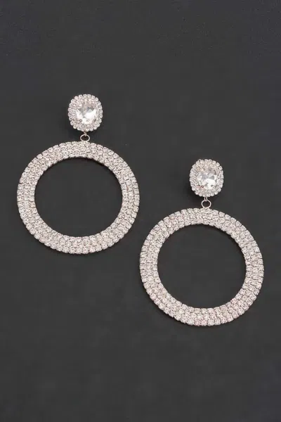 Fashnzfab Luxury Rhinestone Circular Earrings In Gold