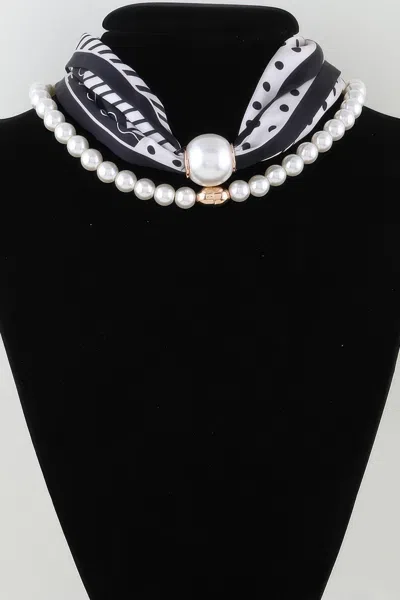 Fashnzfab Luxury Scarf Beaded Choker Necklace In Black