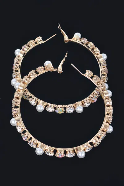 Fashnzfab Luxury Stones Hoop Earrings In Gold