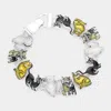 Fashnzfab Magnetic Resin Cat Bracelet Antique Silver, Yellow In Multi
