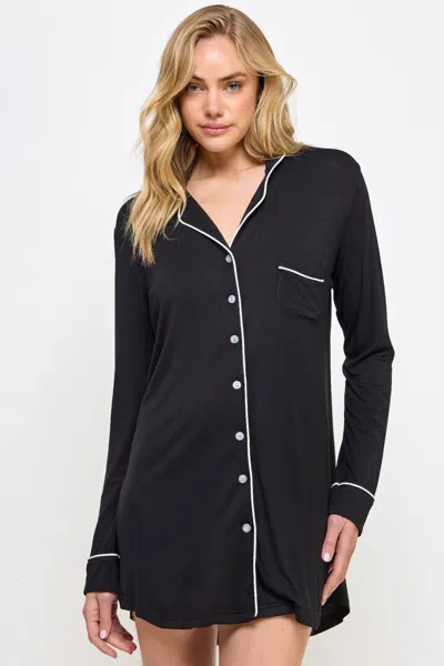 Fashnzfab Mahina Sleep Shirt In Black