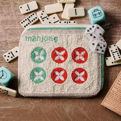 Fashnzfab Mahjong Seed Beaded Mini Pouch Bag In Multi