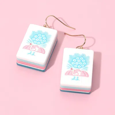 Fashnzfab Mahjong Tile Drop Earrings In Purple