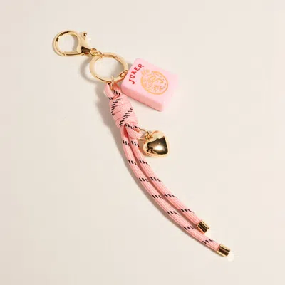 Fashnzfab Mahjong Tile Heart Charm Knot Strap Drop Keychain Bag Charm In Brown